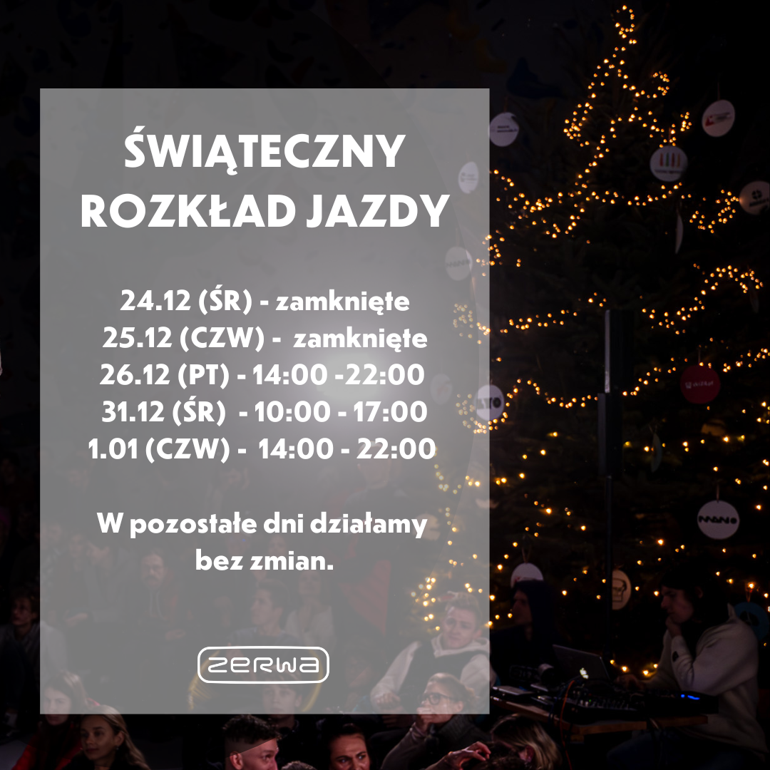 GODZINY OTWARCIA W OKRESIE ŚWIĄTECZNO-NOWOROCZNYM